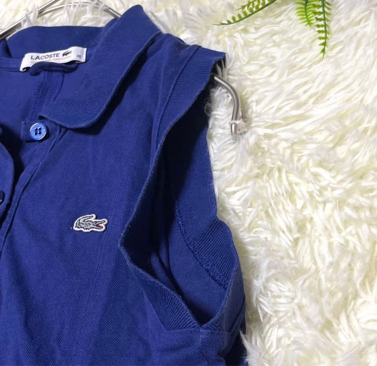 LACOSTE ラコステ　ワンピース　ポロシャツ　フレア　刺繍ロゴ　ワッペン　S