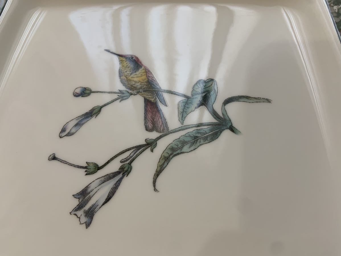 【美品】WEDGWOOD HUMMING BIRDS ウェッジウッド ハミングバード BBプレート 約28cm_画像8