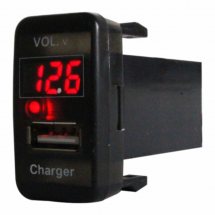 トヨタBタイプ ランドクルーザー UZJ/HDJ100系 LED発光：レッド 電圧計表示 USBポート 充電 12V 増設 パネル USBスイッチホールカバー_画像1