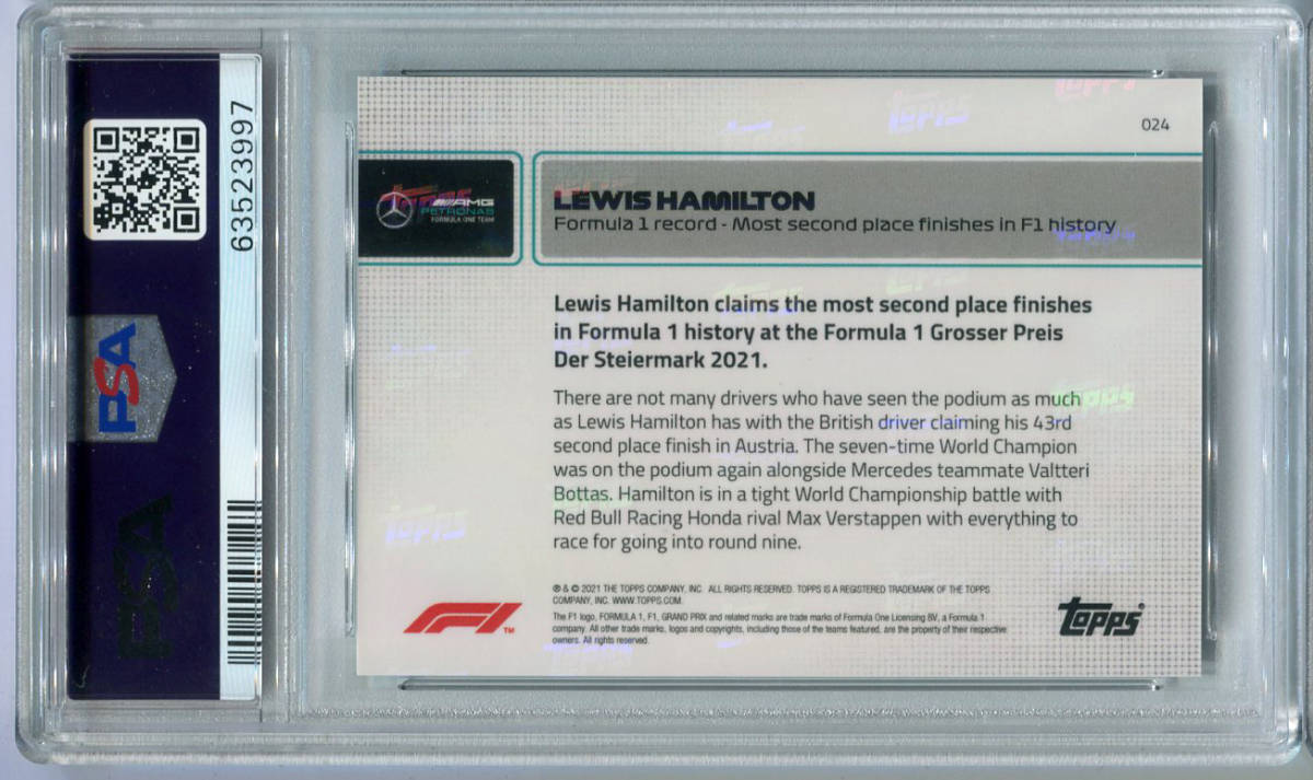 2021 Topps Now F1 024 Lewis Hamilton ハミルトン PSA 10_画像2