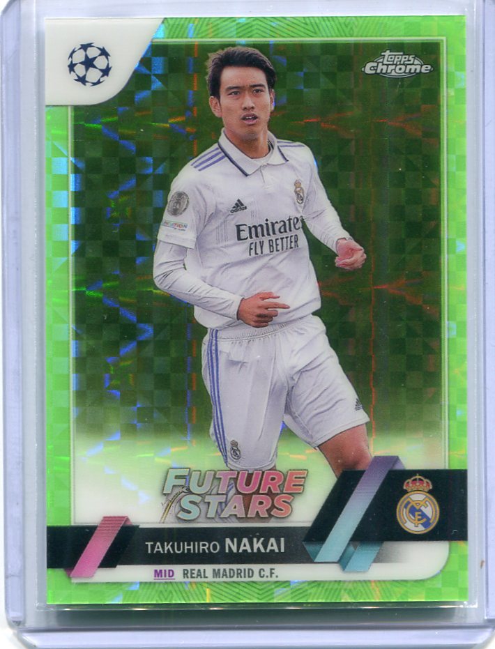 2022-23 Topps Chrome UEFA Club Competitions Neon Green x-fractor #131 Takuhiro Nakai 中井卓大 リフラクター 399枚限定_画像1