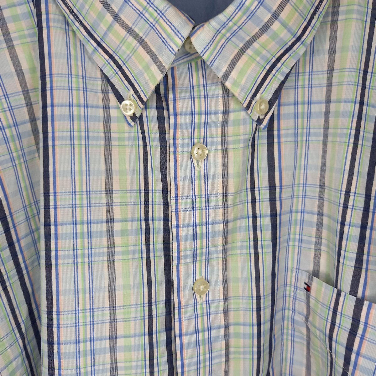 トミーヒルフィガー　BDシャツ　半袖　チェック　オーバーサイズ　ブルー_画像7