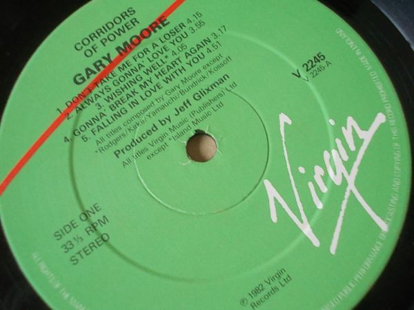 P7654 即決 LPレコード ゲイリー・ムーア GARY MOORE『CORRIDORS OF POWER』 輸入盤 UK盤の画像3