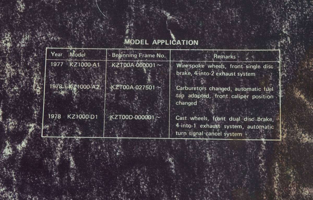 【1977-78年/1-3日発送/送料無料】Kawasaki KZ1000 A1/A2/D1 Z1-R Z1R 正規サービスマニュアル 整備書 カワサキ K238_105