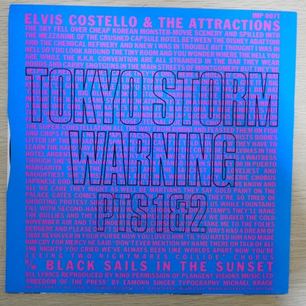 LP2027☆UK/Imp「Elvis Costello & The Attractions / Tokyo Storm Warning Pts 1 & 2 / IMP-007T」_画像2