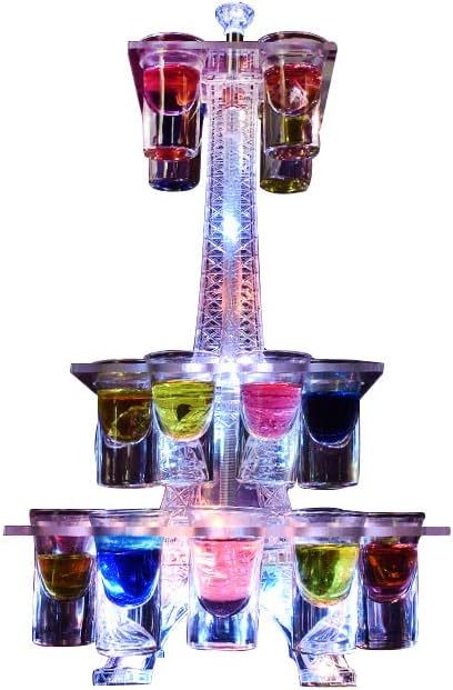 テキーラ観覧車 LED酒ボトルの表示棚 カクテルグラスホルダー 24カップ