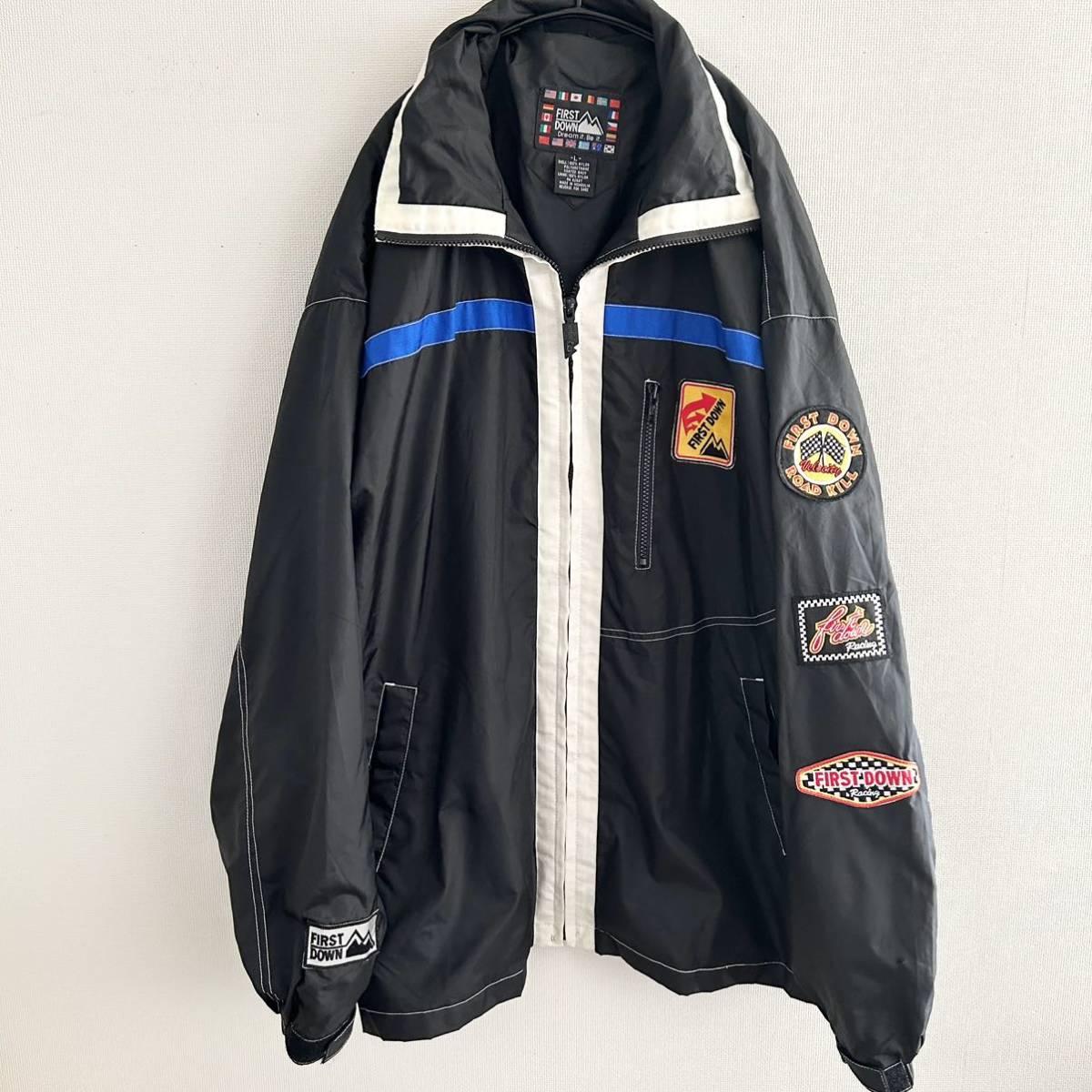 レア ファーストダウン レーシング ナイロンジャケット ワッペン 美品 Lサイズ