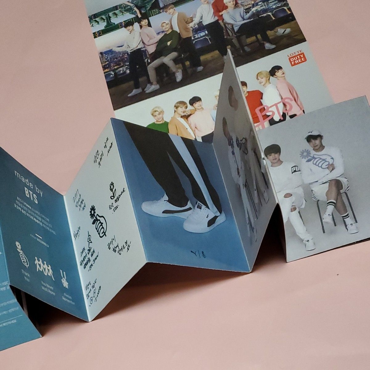 BTS 　公式　韓国 ノベルティカード　PUMA×BTS 　ロッテ免税店ポストカード３連