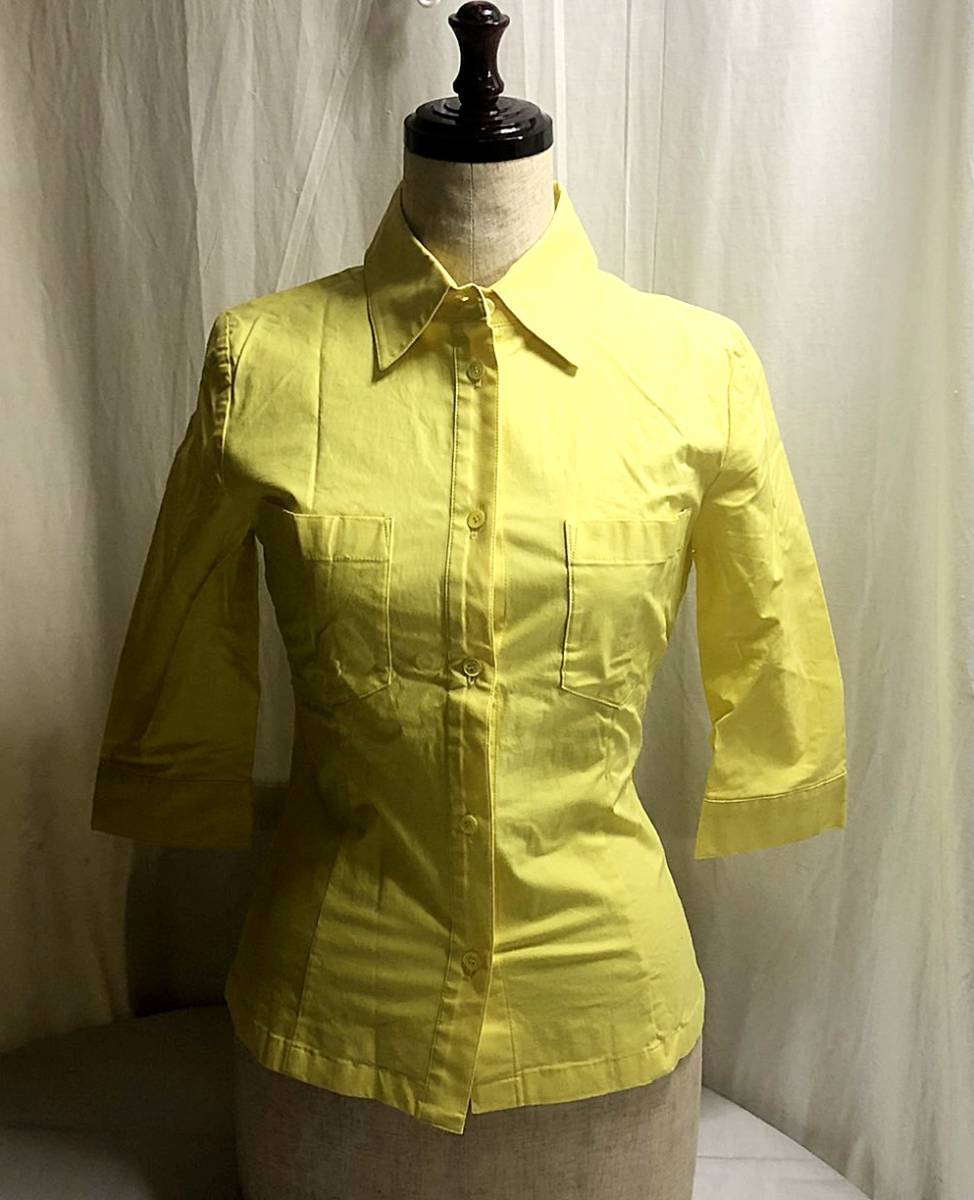  бесплатная доставка!NOVESPAZIO Novesrazio блуза рубашка 7 минут рукав лимон желтый 