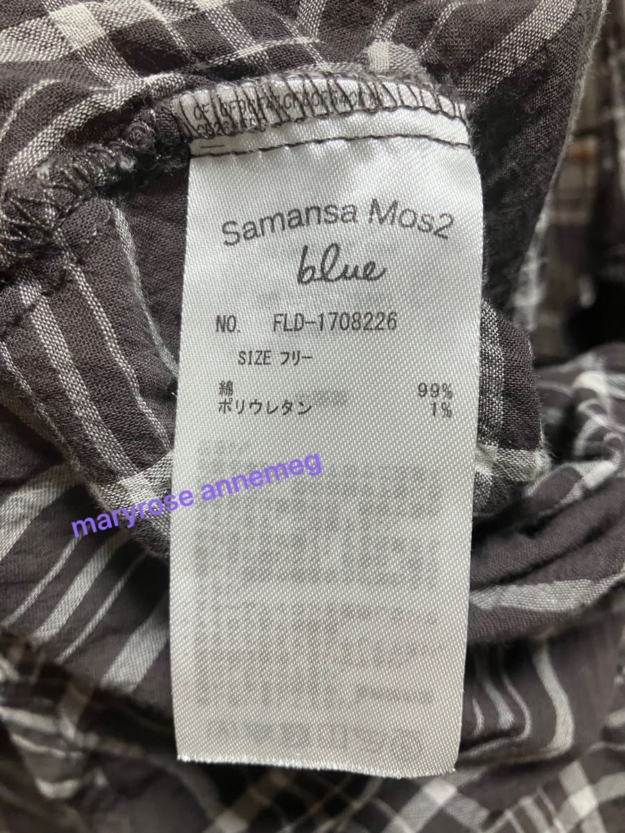 サマンサモスモス チェックシャツ USED 綿  シワ加工 長袖  薄手シャツ レディース SM２ カジュアル