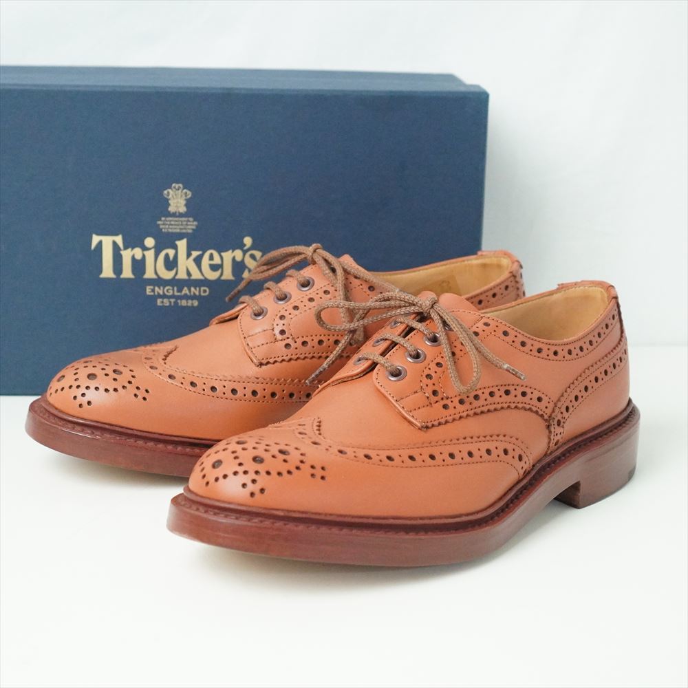 Trickers トリッカーズ BURTON バートン Wチップ レザーシューズ ブーツ UK7 イギリス製_画像1