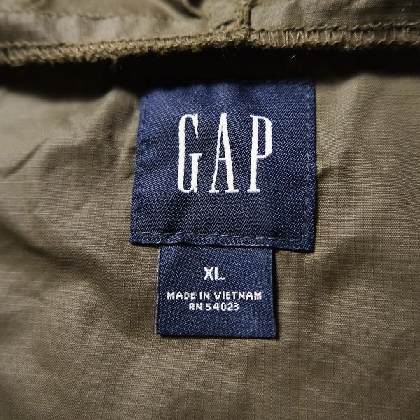 00's ギャップ GAP ナイロン アノラックパーカー 濃緑系 (XL) ダークオリーブ系 プルオーバー フード 00年代 旧タグ オールド 2003年製 Y2K_画像6