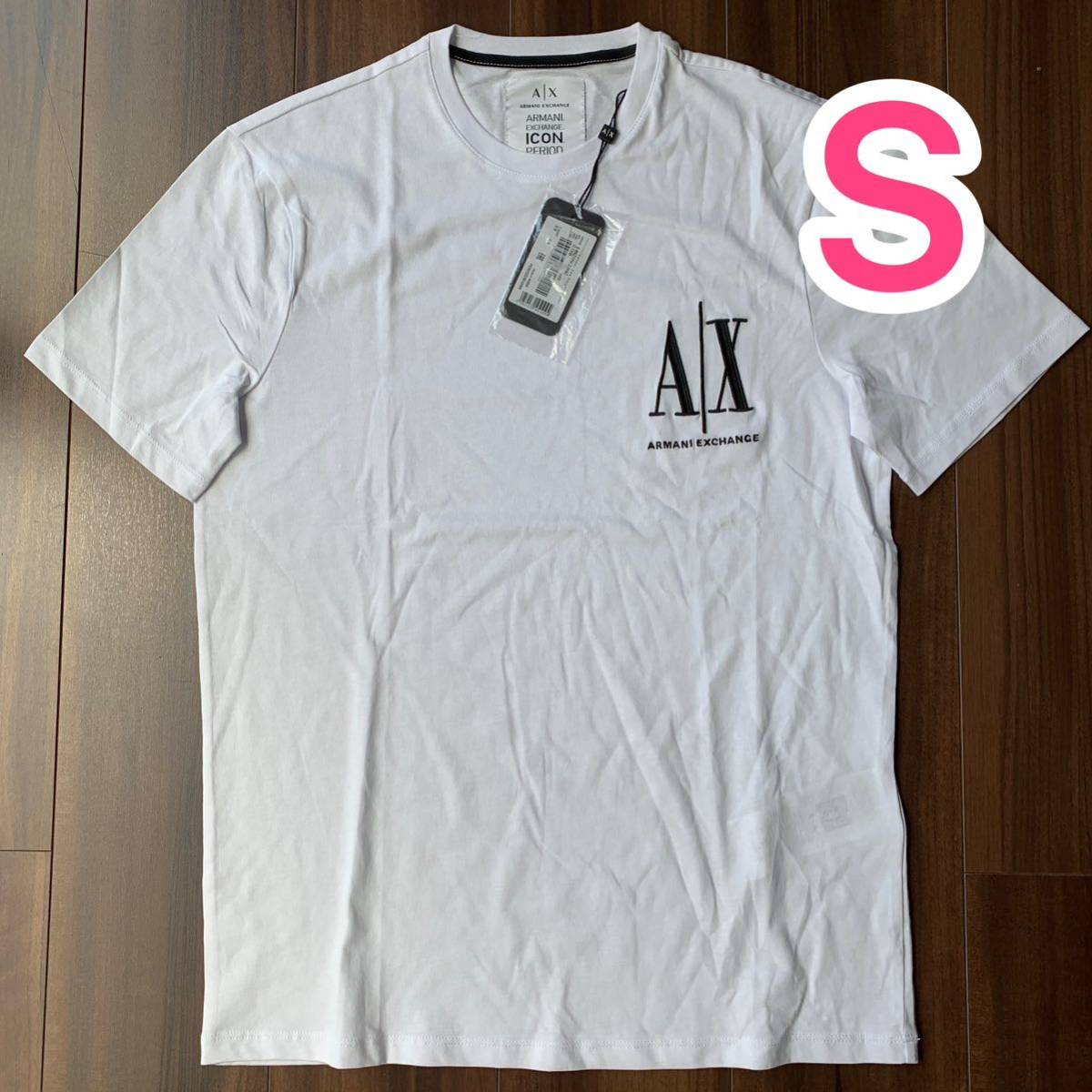 【新品】アルマーニエクスチェンジ Tシャツ 白x胸刺繍 メンズS
