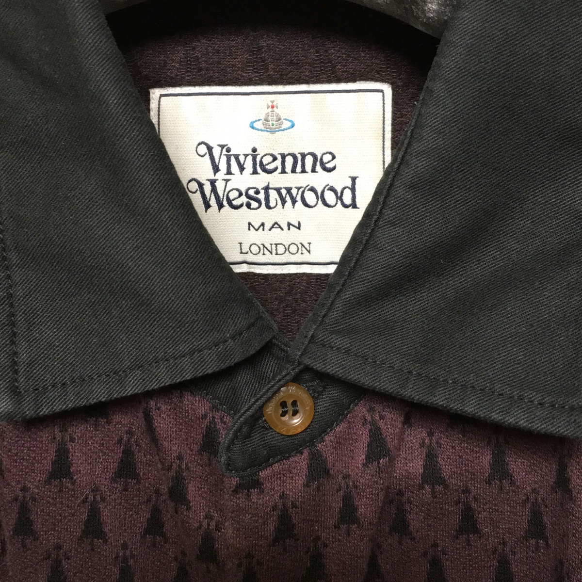 ヴィヴィアンウエストウッドマン Vivienne Westwood man 長袖シャツ 切り替え　黒　ブラック　パープル　紫　ロング丈　インポート_画像5