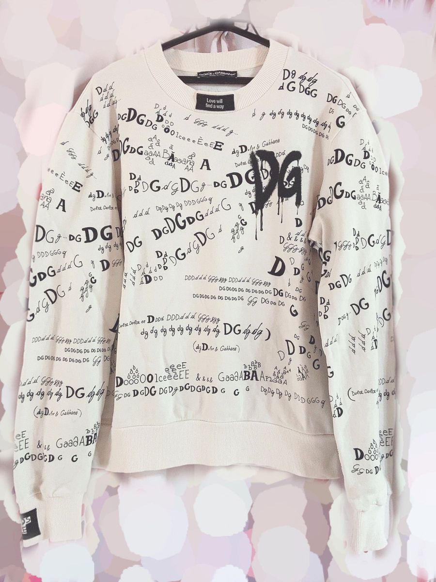 DOLCE&GABBANAドルガバ スウェット トレーナー 白 総柄 ロゴ 46 DOLCE&GABBANAドルガバ スウェット トレーナー 白 総柄 ロゴ 46