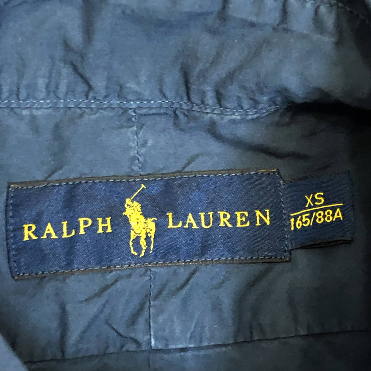 Ralph Lauren ラルフローレン ボタンダウン シャツ 半袖 ポニー刺繍 XS ネイビー コットン メンズ A20_画像8