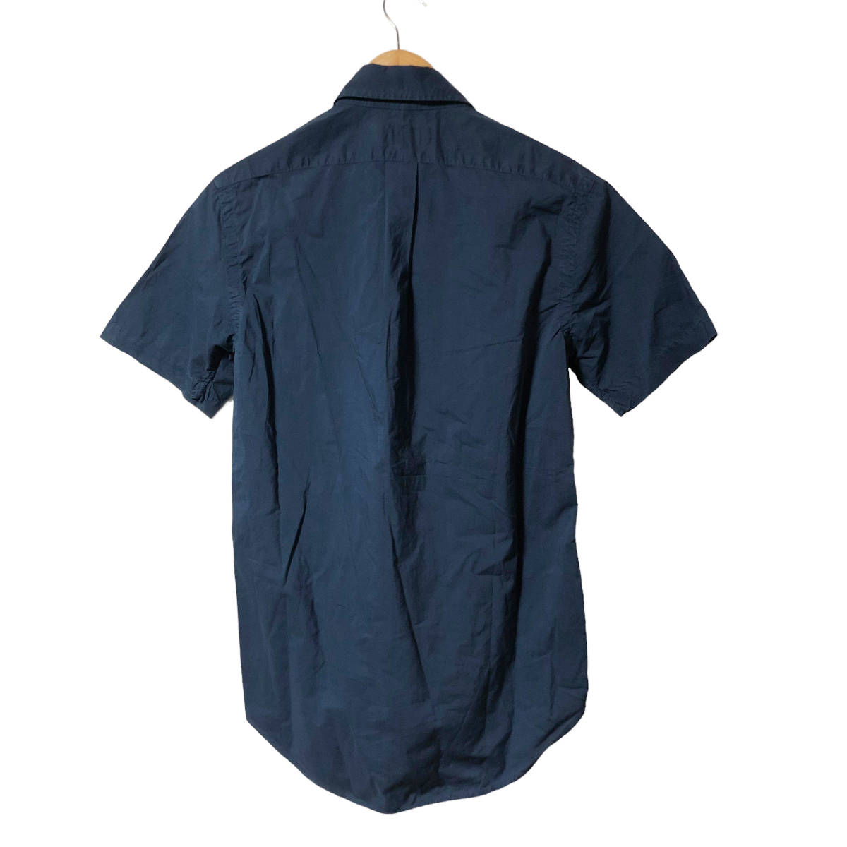 Ralph Lauren ラルフローレン ボタンダウン シャツ 半袖 ポニー刺繍 XS ネイビー コットン メンズ A20_画像2