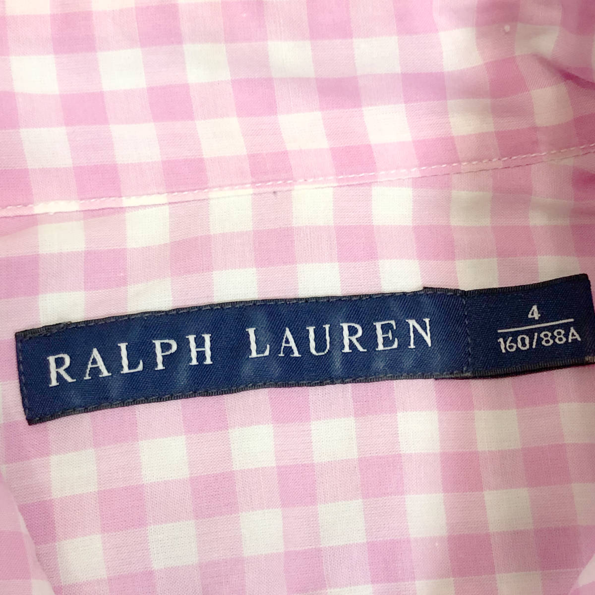 Ralph Lauren ラルフローレン ボタンダウンシャツ ギンガムチェック 長袖 4 白 ピンク ポニー刺繍 レディース A24_画像9