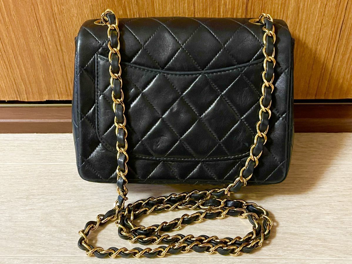 正規品 美品 シャネル CHANEL ミニ マトラッセ ラムスキン チェーン