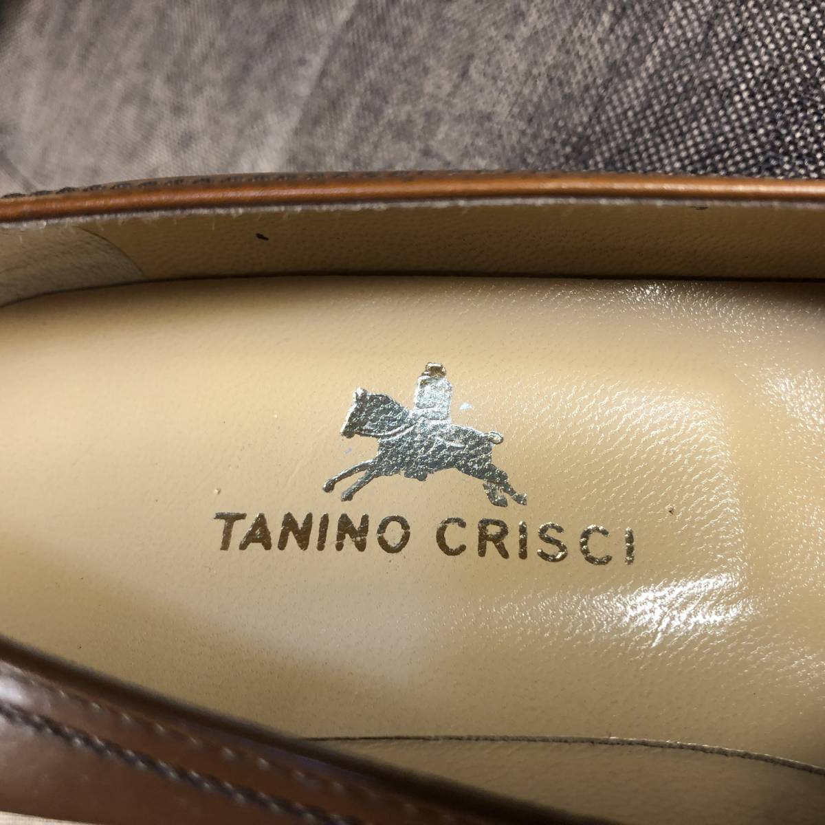  rare Logo plate | unused!TANINO CRISCI|tanino Chris chi-| pumps |34|21cm corresponding | tea |k970