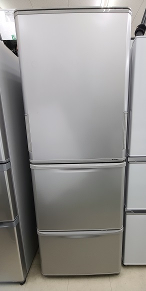 【中古品】 シャープ SHARP 350L 冷凍冷蔵庫 3ドア どっちもドア 真ん中冷凍 SJ-W352E-S 冷蔵251L 冷凍99L 2019年製 ○YR-16177○