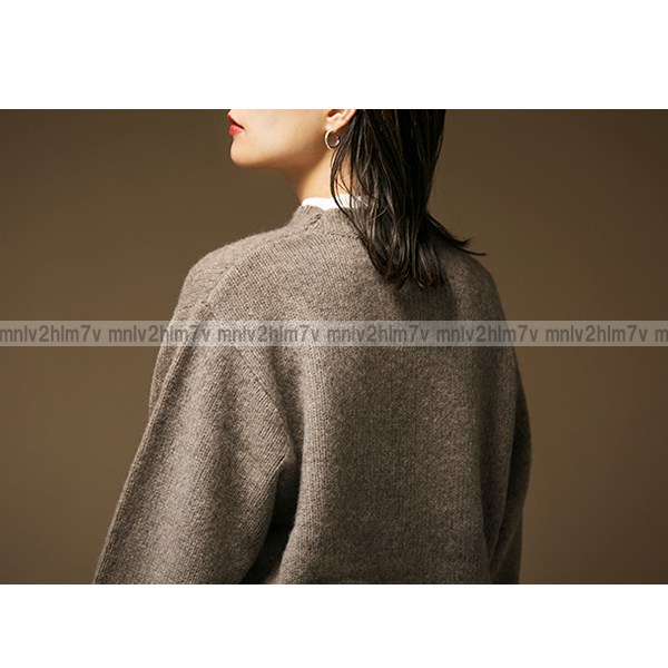  popular rare [ Stunning Lure ]yak over pull over crew neck knitted pull over wool Brown tea S long sleeve STUNNING LURE