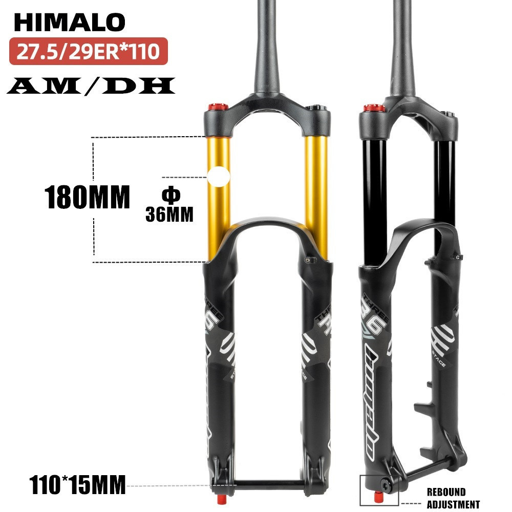 HIMALO MTBサスペンションフォーク ダンピング調整 エアフォーク テーパード マウンテンバイクフォーク AM DHスルーアクスル110*15 hmm07