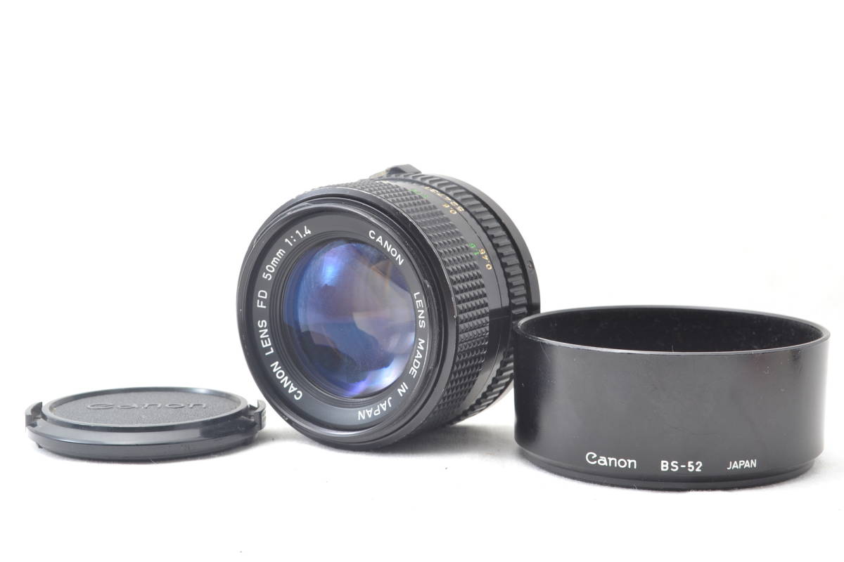 美品 キャノン Canon New FD 50mm f/1.4 マニュアルフォーカス 標準レンズ BS-52 フード #5294