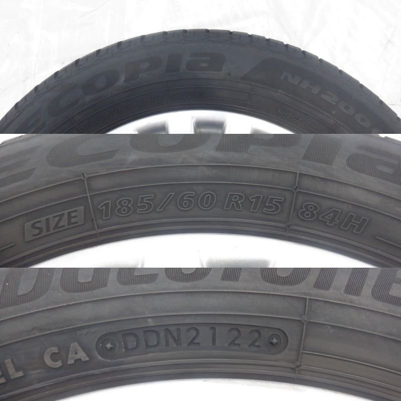 ☆22年製 バリ山 シトロエン C3☆ 4H 108 6J +27 15インチ 純正 アルミホイール タイヤ 185/60R15 BRIDGESTONE 4本_画像7