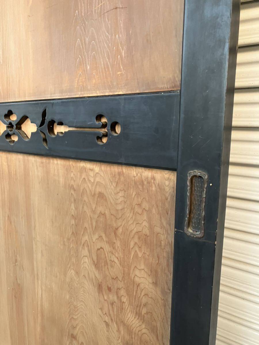 GM9TM①③ 1 interval 2 sheets .... carving lacquer black frame. wooden door old Japanese-style house ... door era fittings entranceway door warehouse door 