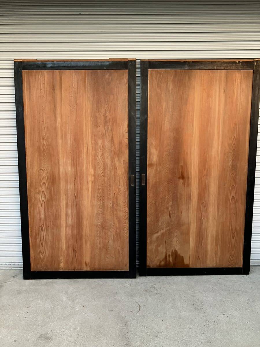 GM9TM①③ 1 interval 2 sheets .... carving lacquer black frame. wooden door old Japanese-style house ... door era fittings entranceway door warehouse door 