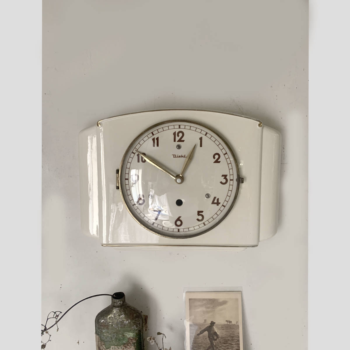 ドイツ 1940-60s Diehl ディール 陶器 時計 壁掛け ウォール キッチン
