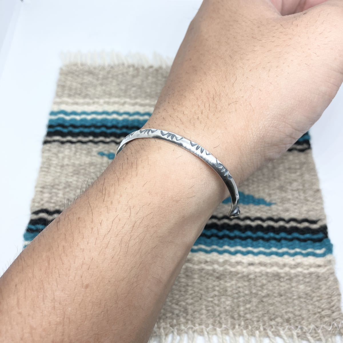 silver950 スタンプワーク シルバー バングル ブレスレット #インディアンジュエリー ネイティブアメリカン ナバホ族 Sterling 925
