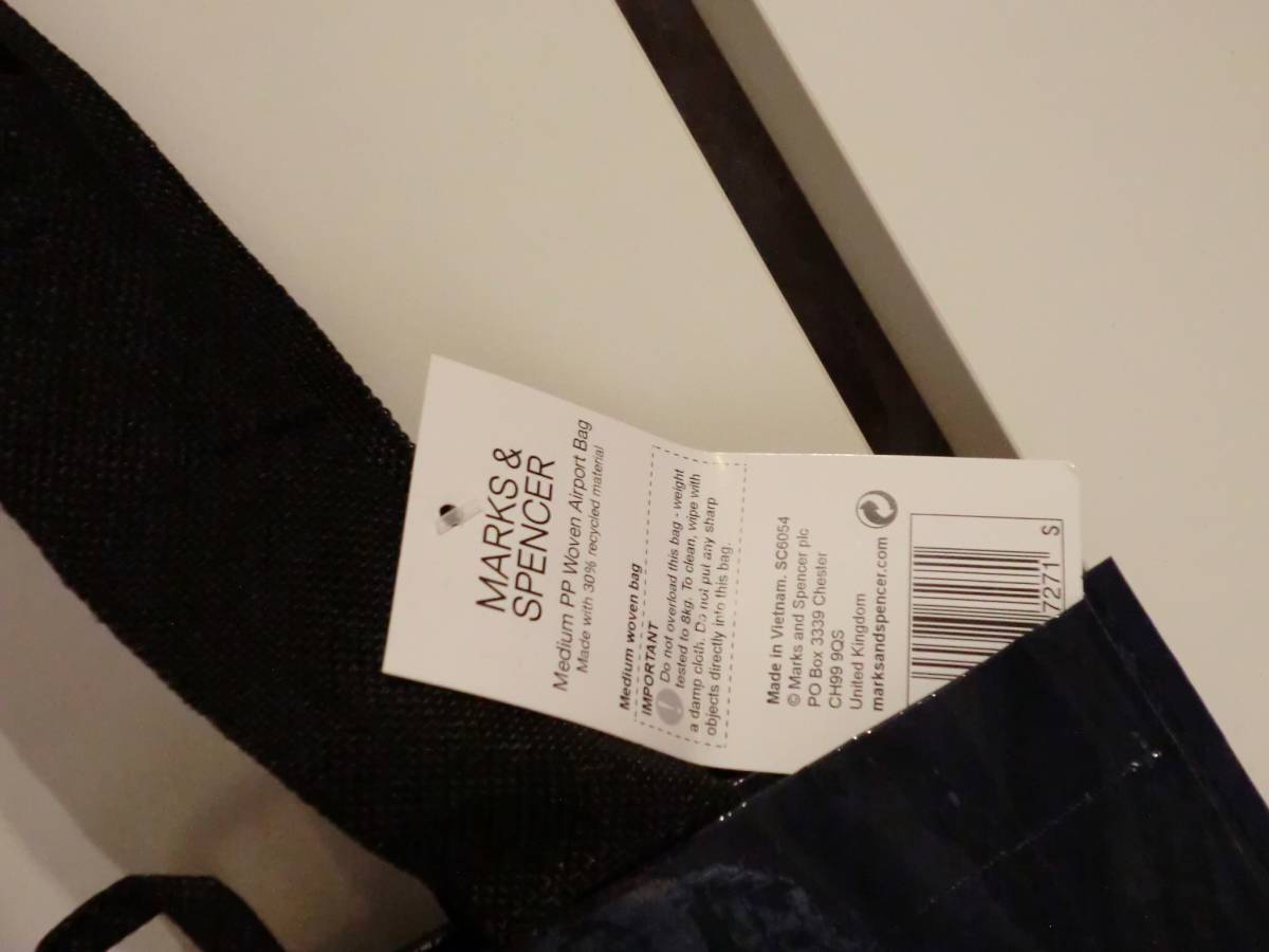 M&S イギリス ロンドン マークスアンドスペンサー エコバッグ 新品 未使用 バッグ トートバッグ ネイビー 紺色 限定 日本未発売 オシャレ_画像6