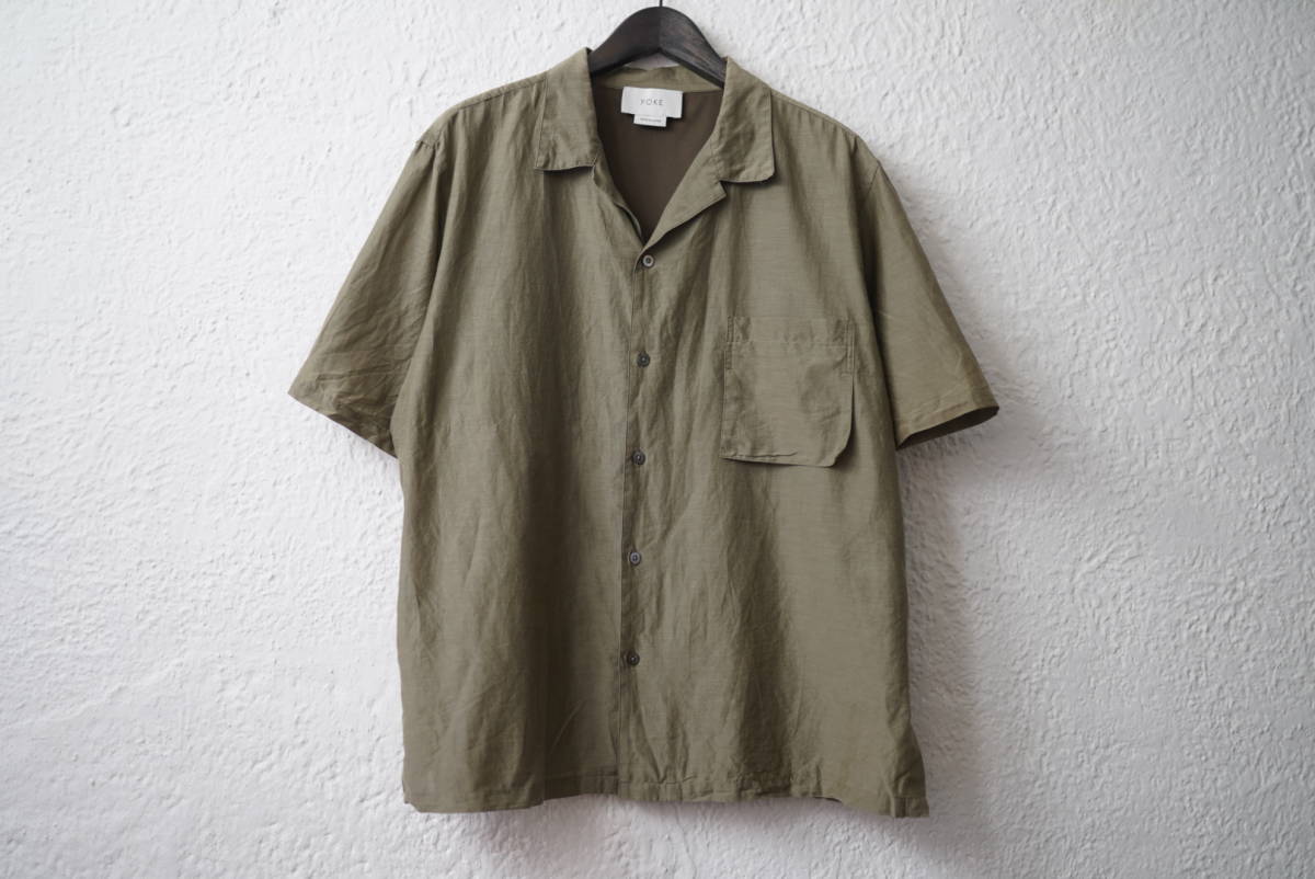 20SS OPEN COLLAR SHIRTS 開襟コットンシルク半袖シャツ カーキ / YOKE(ヨーク)_画像1