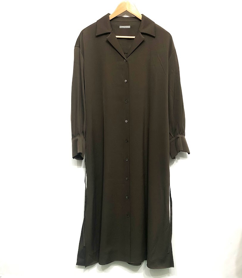 美品 21AW Theory luxe セオリー リュクス シャツ ロング ワンピース カーキ サイズ38 031305560 定価39600円 Coventry Hela 紐有り_画像2