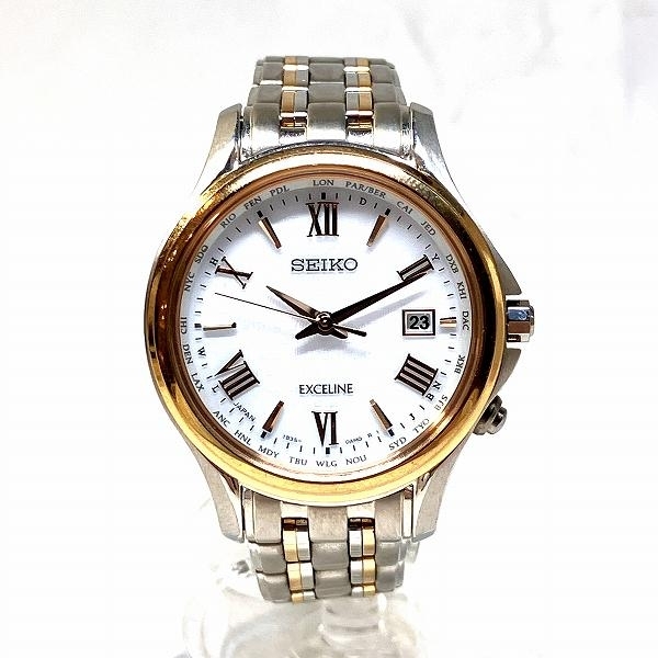 セイコー エクセリーヌ 1B35-0AE0 ソーラー 時計 腕時計 レディース☆0333