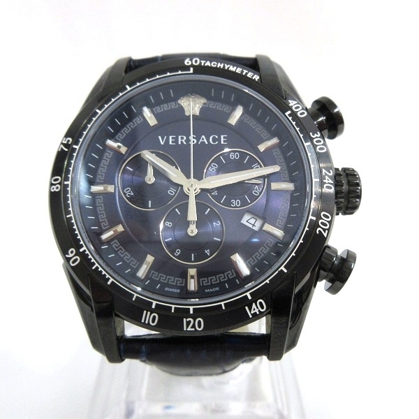 ヴェルサーチ V-レイ クロノグラフ VEDB00418 クォーツ 時計 腕時計 メンズ 美品☆0202