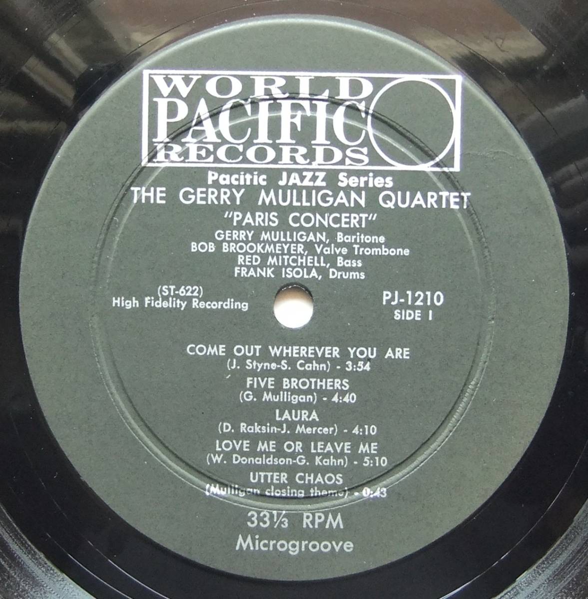 ◆ GERRY MULLIGAN Quartet / Paris Concert ◆ World Pacific PJ-1210 (black:dg) ◆ P_画像3