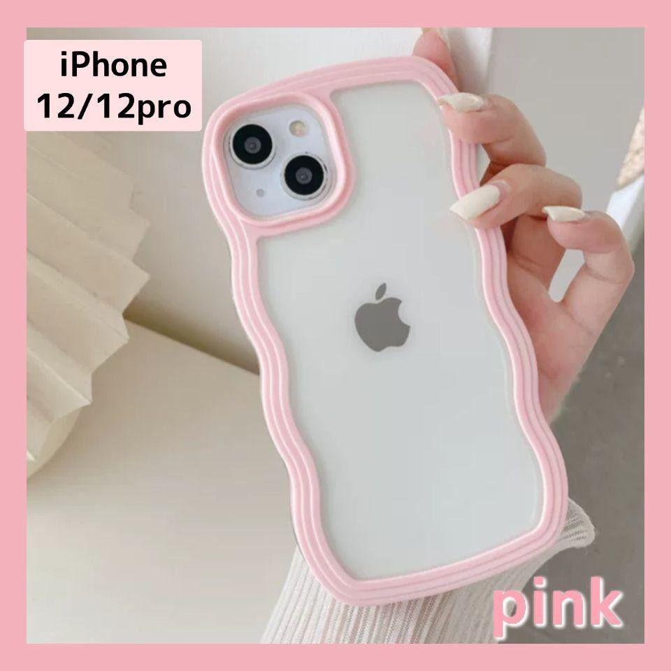 iPhoneケース iPhone12 12pro ピンク ウェーブ 韓国 カバー