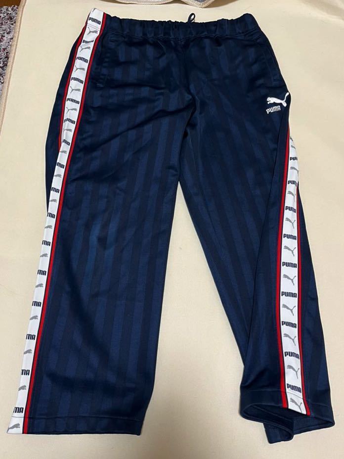 PUMA プーマ ロングジャージパンツ 下 サイズL 表記80 紺 白 赤 PUMA プーマ ロングジャージパンツ 下 サイズL 表記80 紺 白 赤
