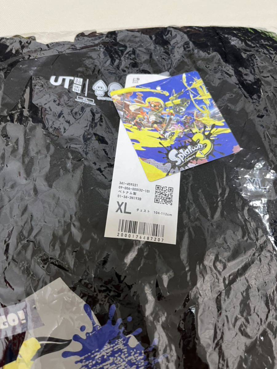 新品　ユニクロ スプラトゥーン3 Tシャツ UT 半袖 ブラック UNIQLO Splatoon インクリング イカ いか 　XL　黒