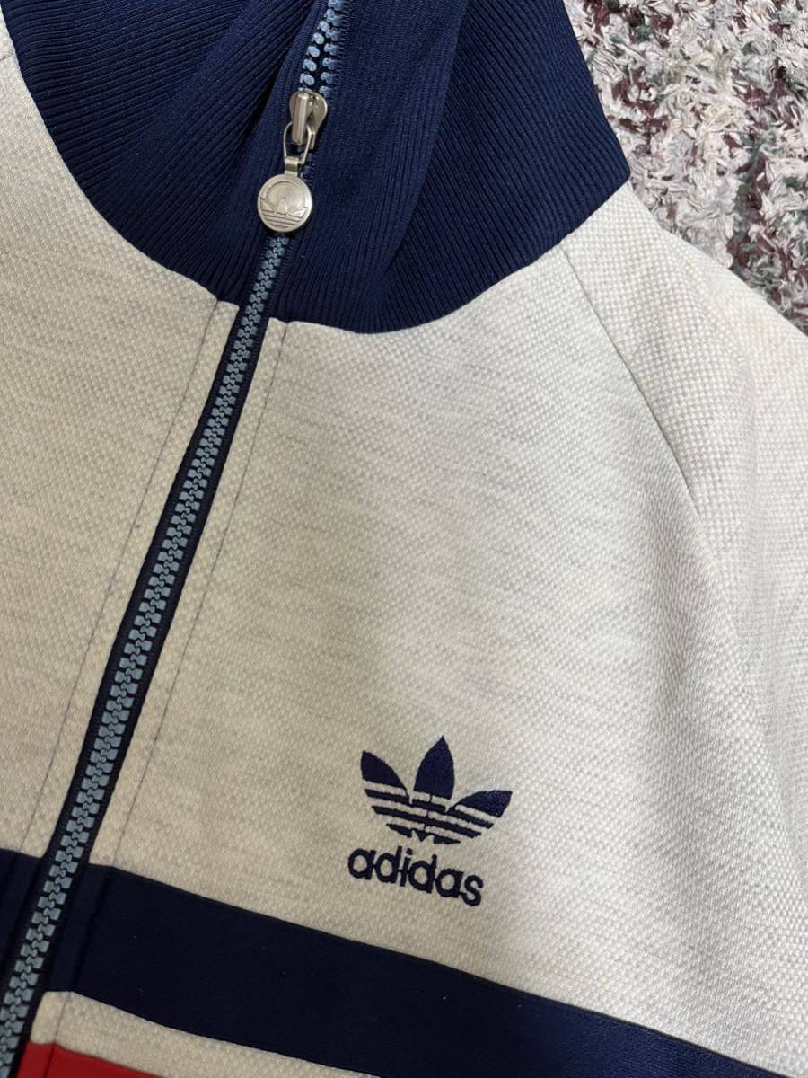 アディダス adidas ジャージ デサント 胸囲90 昭和レトロ グレー 赤 紺