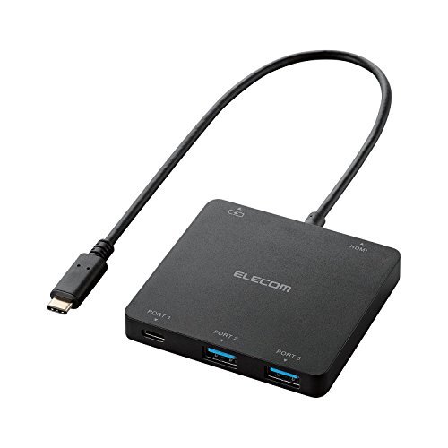 エレコム USB3.1 Type-C ハブ 3ポート(A×2/Type-C×1)+HDMI出力+PC充電用Type-C×・・・