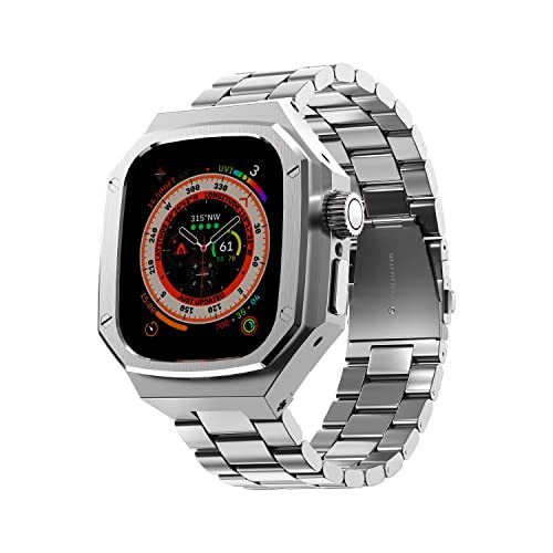Apple Watch バンド メタル ケース 45mm アップルウォッチバンド 頑丈なステンレスベルト iWatch ・・・