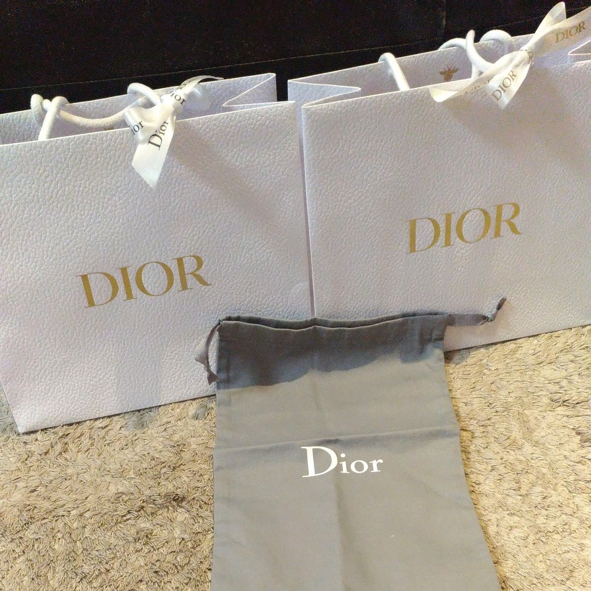 Dior ショッパー グレー巾着袋 セット  紙袋 ショップ袋