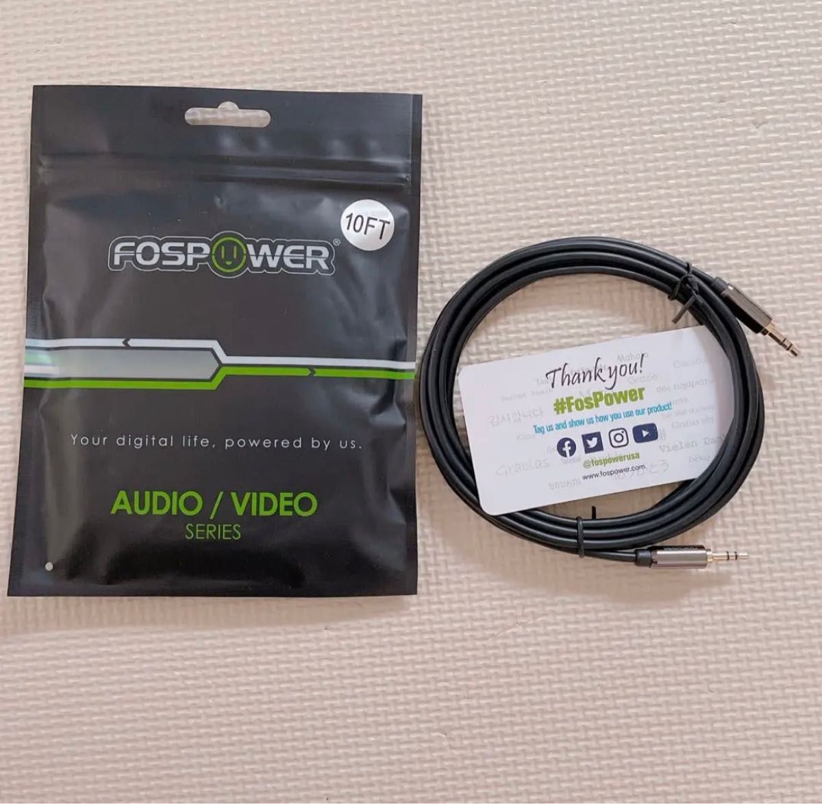 FosPower 3.5mm オス型→3.5mm オス型AUX 補助オーディオケーブル 10feet FOSCBL-20