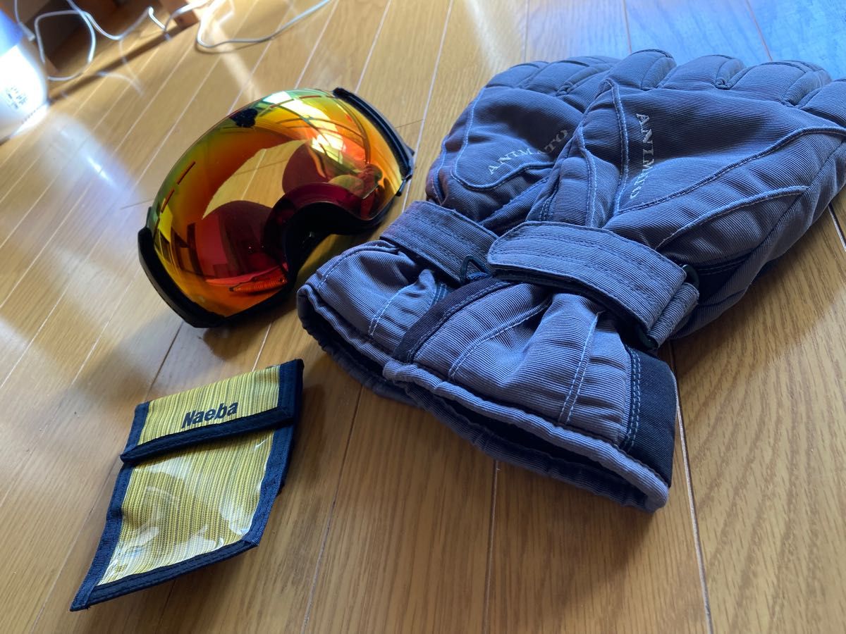 メンズ　スキースノーボード　クリアゴーグル手袋パスケースセット　メガネ対応