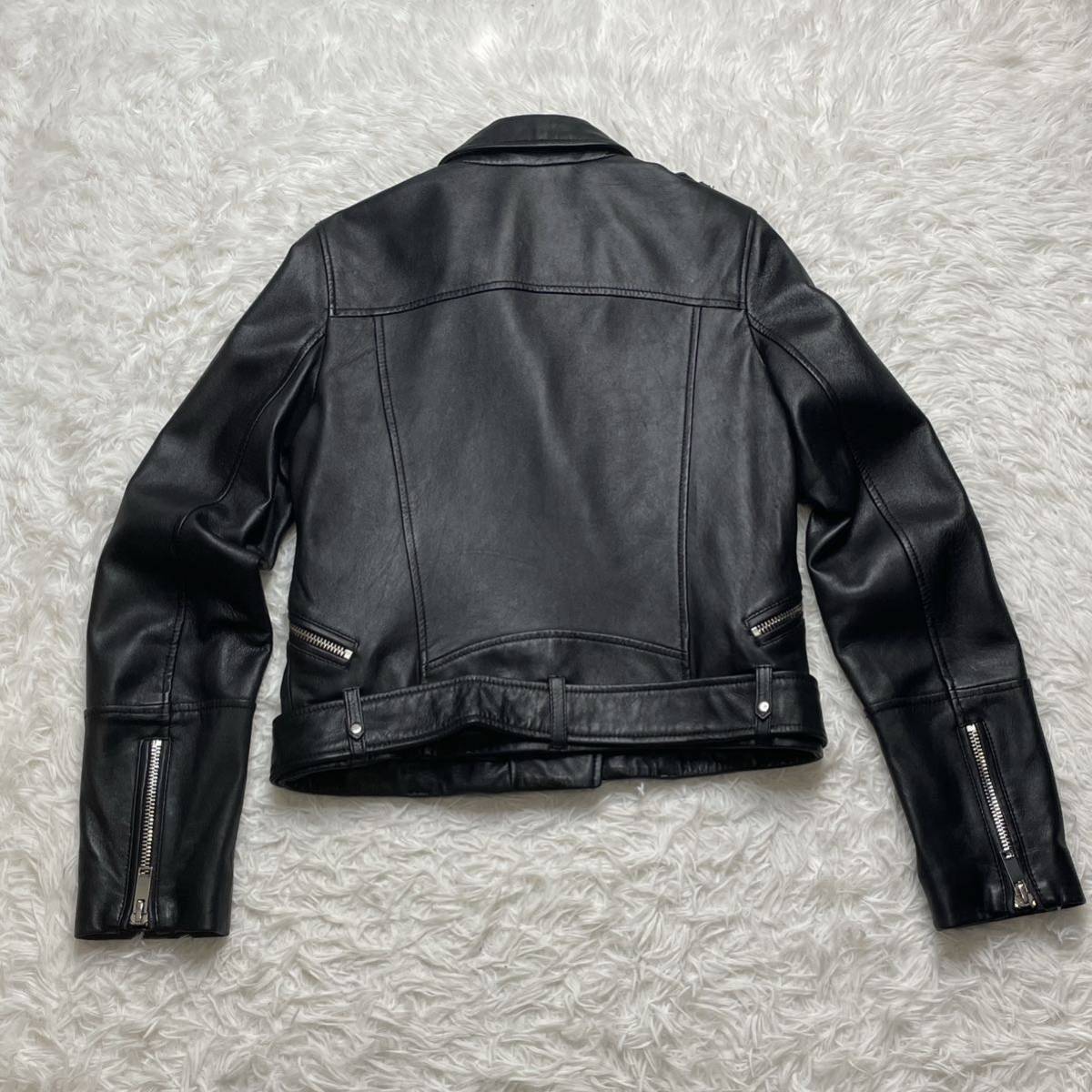 再入荷】 【羊革】ZARA ライダース ジャケット ダブル ベルト付き