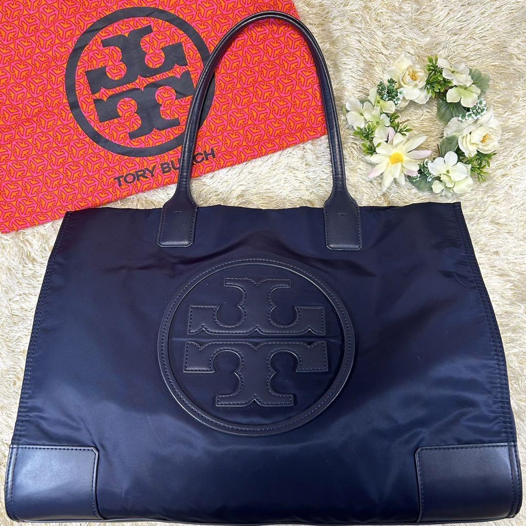 極美品】TORY BURCH トリーバーチ エラ トートバッグ ナイロン 黒-